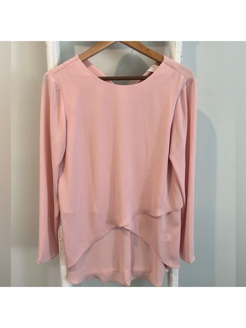 Amanda Uprichard baby pink long sleeve flowy lightweight blouse small